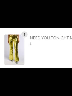 Metallic Lime Green Flared Pants